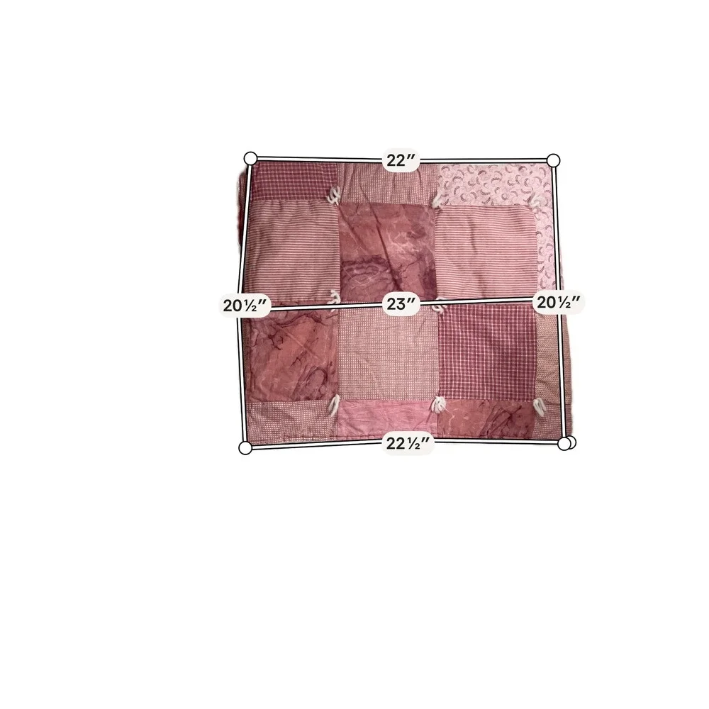 Handmade Pink Patchwork Quilt Throw 40x44 Cottagecore Farmhouse Accent Blanket